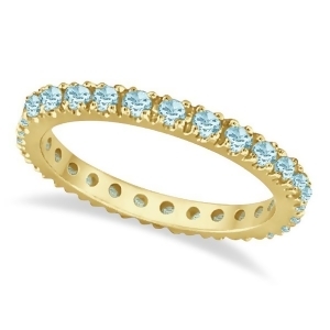 Aquamarine Eternity Stackable Ring Guard Band 14K Yellow Gold 0.50ct - All