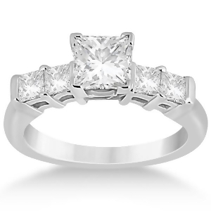 5 Stone Princess Cut Diamond Engagement Ring Platinum 0.40ct - All