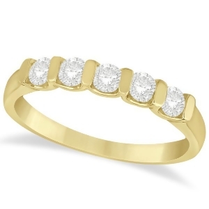 Bar-set 5 Stone Diamond Ring Anniversary Band 14k Yellow Gold 0.50ct - All
