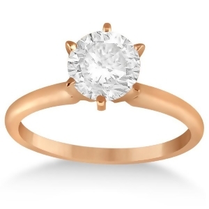 Six-prong 14k Rose Gold Solitaire Engagement Ring Setting - All