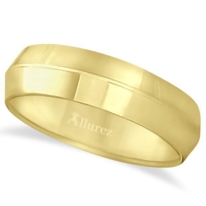 Knife Edge Wedding Ring Band Comfort-Fit 18k Yellow Gold 6mm - All