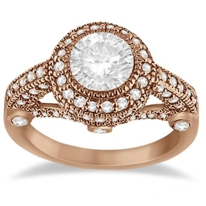 Vintage Diamond Halo Art Deco Engagement Ring 18k Rose Gold 0.97ct - All