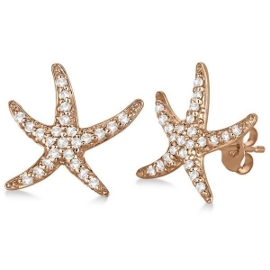 Diamond Starfish Earrings 14k Rose Gold 0.50ct - All