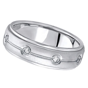 Diamond Wedding Ring in 18k White Gold for Men 0.40 ctw - All