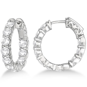 Small Round Diamond Hoop Earrings 14k White Gold 4.00ct - All
