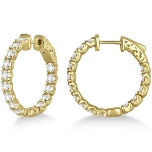 Small Round Diamond Hoop Earrings 14k Yellow Gold 3.00ct - All