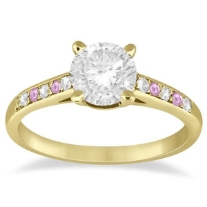 Cathedral Pink Sapphire and Diamond Engagement Ring 14k Yellow Gold 0.20ct - All