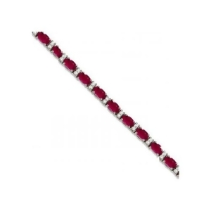 Diamond and Oval Cut Ruby Tennis Bracelet 14k White Gold 9.25ctw - All