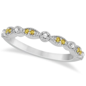 Yellow Sapphire and Diamond Marquise Wedding Band Palladium 0.25ct - All