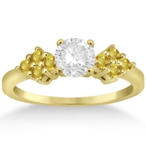 Designer Yellow Sapphire Floral Engagement Ring 18k Yellow Gold 0.35ct - All
