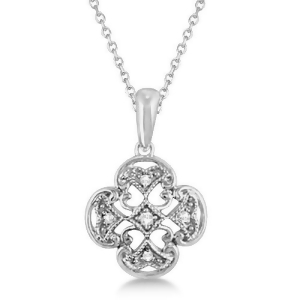 Four Leaf Diamond Clover Pendant Necklace Sterling Silver 0.03ct - All