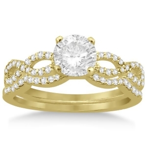Infinity Twisted Diamond Matching Bridal Set in 18K Yellow Gold 0.34ct - All