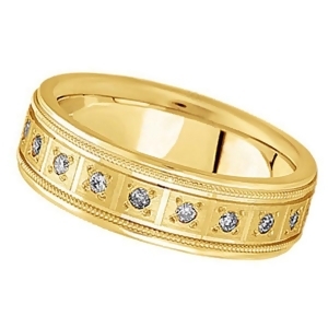 Pave-set Diamond Wedding Band in 14k Yellow Gold for Men 0.40 ctw - All