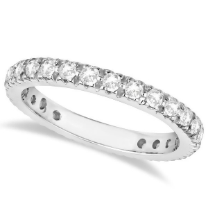 Pave Diamond Eternity Ring Anniversary Band 14K White Gold 0.75ct - All