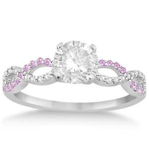 Infinity Diamond and Pink Sapphire Engagement Ring 14K White Gold 0.21ct - All