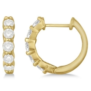 Hinged Hoop Diamond Huggie Style Earrings in 14k Yellow Gold 1.00ct - All