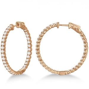 Large Round Diamond Hoop Earrings 14k Rose Gold 3.25ct - All