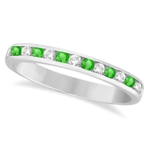 Channel-set Tsavorite and Diamond Ring Band 14k White Gold 0.40ctw - All