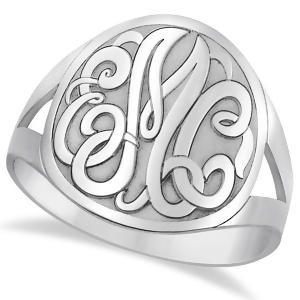 Customized Initial Monogram Fashion Ring in Sterling Silver - All