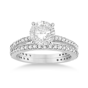 Eternity Diamond Engagement Ring and Band Set 14k White Gold 1.10ct - All