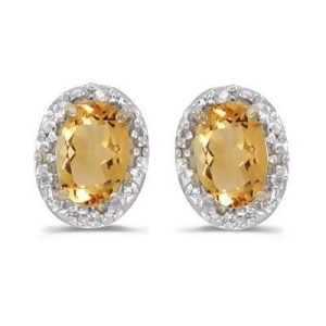Diamond and Citrine Earrings 14k Yellow Gold 0.90ct - All