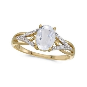 Oval White Topaz and Diamond Cocktail Ring 14K Yellow Gold 1.62tcw - All