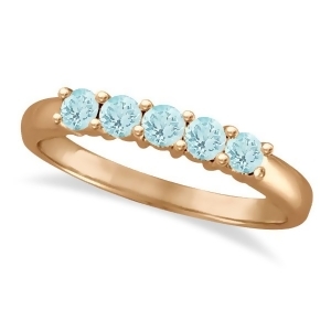 Five Stone Aquamarine Ring 14k Rose Gold 0.79ctw - All