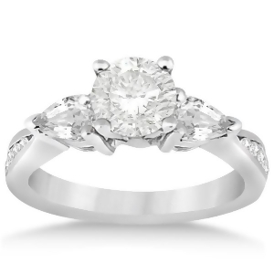 Three Stone Pear Cut Diamond Engagement Ring Platinum 0.51ct - All