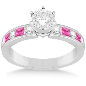 Channel Pink Sapphire and Diamond Engagement Ring Palladium 0.60ct - All