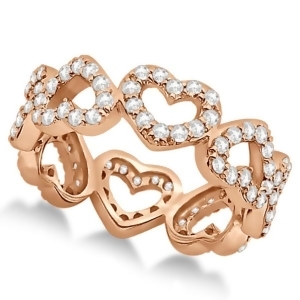 Eternity Interlocking Hearts Diamond Ring 14k Rose Gold 1.00ct - All