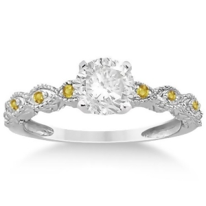Vintage Marquise Yellow Sapphire Engagement Ring Palladium 0.18ct - All