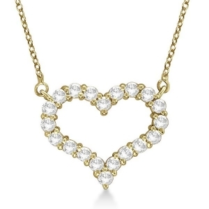 Open Heart Diamond Pendant Necklace 14k Yellow Gold 1.00ct - All