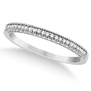 Micro Pave Milgrain Edge Diamond Wedding Ring Palladium 0.18ct - All