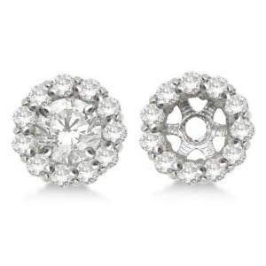 Round Diamond Earring Jackets for 8mm Studs 14K White Gold 1.00ct - All