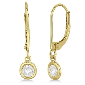 Leverback Dangling Drop Diamond Earrings 14k Yellow Gold 0.40ct - All