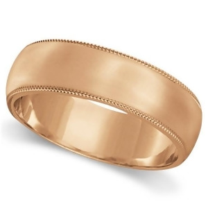 Men's Wedding Band Dome Comfort-Fit Milgrain 14k Rose Gold 5 mm - All