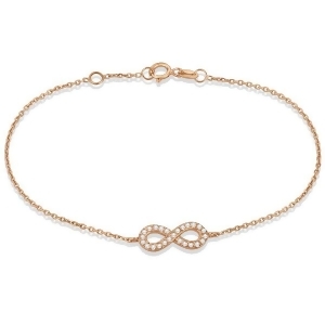 Diamond Sideways Mini Infinity Bracelet in 14k Rose Gold 0.15ct - All