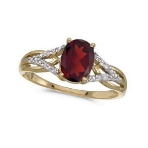 Oval Garnet and Diamond Cocktail Ring in 14K Yellow Gold 1.42 ctw - All