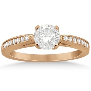 Petite Half-Eternity Diamond Engagement Ring 18k Rose Gold 0.14ct - All