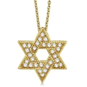 Jewish Star of David Diamond Pendant Necklace 14k Yellow Gold 0.35ct - All