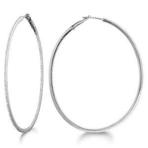 Inside-outside Pave Oval Diamond Hoop Earrings 14k White Gold 0.50ct - All