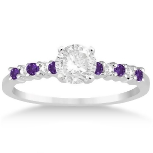 Petite Diamond and Amethyst Engagement Ring 18k White Gold 0.15ct - All