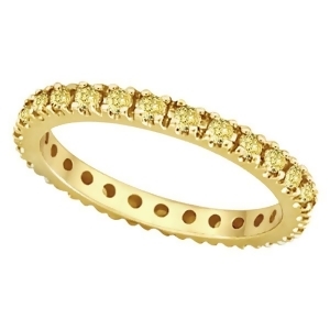 Yellow Sapphire Eternity Ring Band 14k Yellow Gold 0.75ct - All