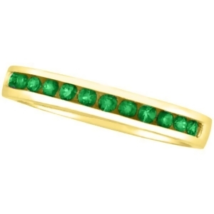 Channel-set Emerald Band Stackable Ring 14k Yellow Gold 0.40ct - All