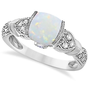 Tanzanite Diamond and Opal Ring 14k White Gold 1.10ct - All