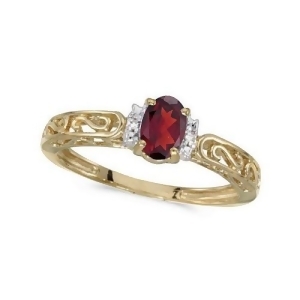 Oval Ruby and Diamond Filigree Antique Style Ring 14k Yellow Gold - All