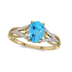 Oval Blue Topaz and Diamond Cocktail Ring 14K Yellow Gold 1.62tcw - All