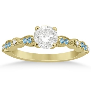Marquise and Dot Blue Topaz Diamond Engagement Ring 14k Yellow Gold 0.24 - All