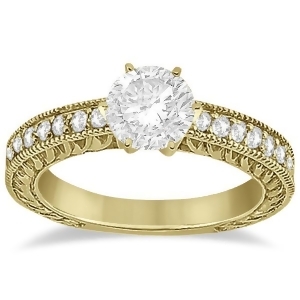 Vintage Style Diamond Filigree Engagement Ring 18k Yellow Gold 0.16ct - All