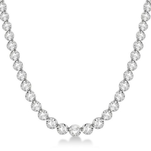 Eternity Diamond Tennis Necklace 14k White Gold 10.35ct - All